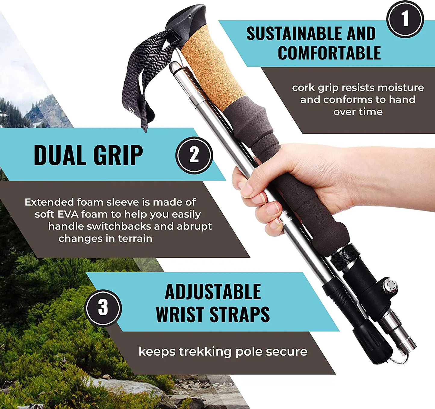 LetSurvive TrekForce™ 7075 Folding Hiking Stick